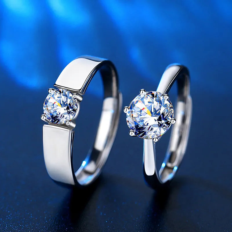 Nhẫn Đôi Moissanite Một Carat Lời Hứa Tình Yêu
