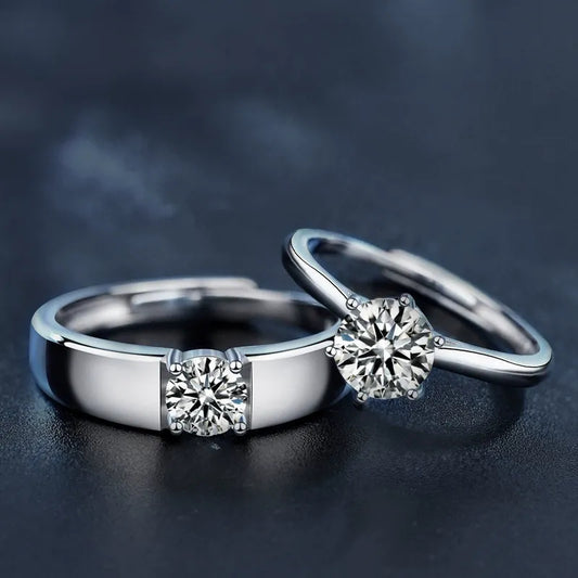 Nhẫn Đôi Moissanite Một Carat Lời Hứa Tình Yêu