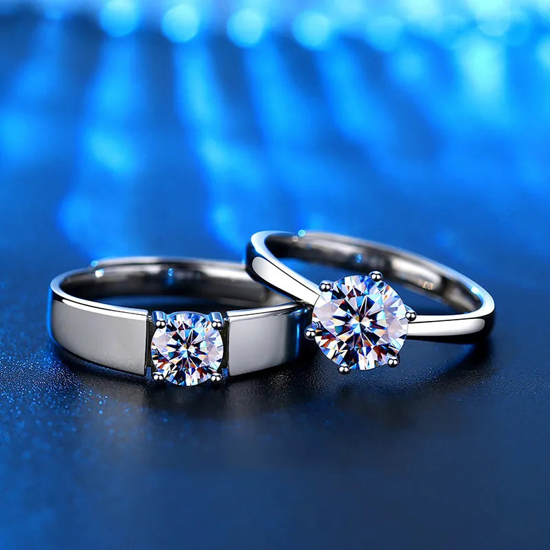 Nhẫn Đôi Moissanite Một Carat Lời Hứa Tình Yêu