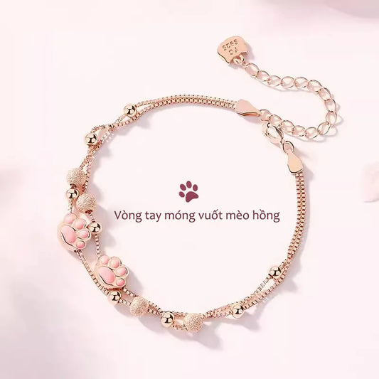 Dây Vòng Tay Bạc Hình Móng Mèo Dễ Thương