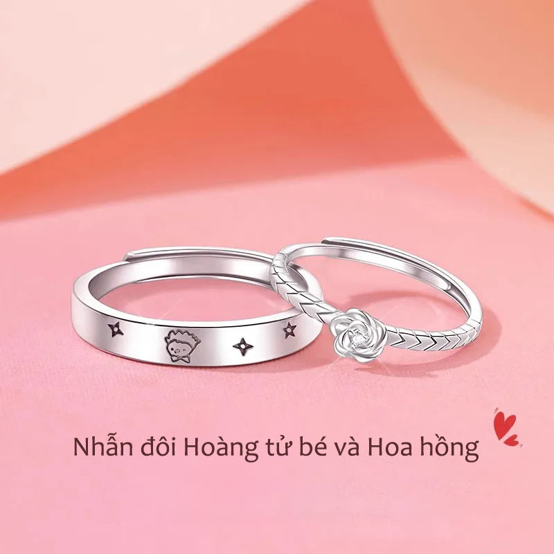 Nhẫn Đôi Hoàng Tử Bé Và Hoa Hồng