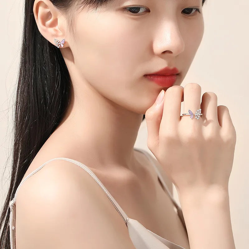 Bông Tai Bạc S925 Bướm Ánh Sao