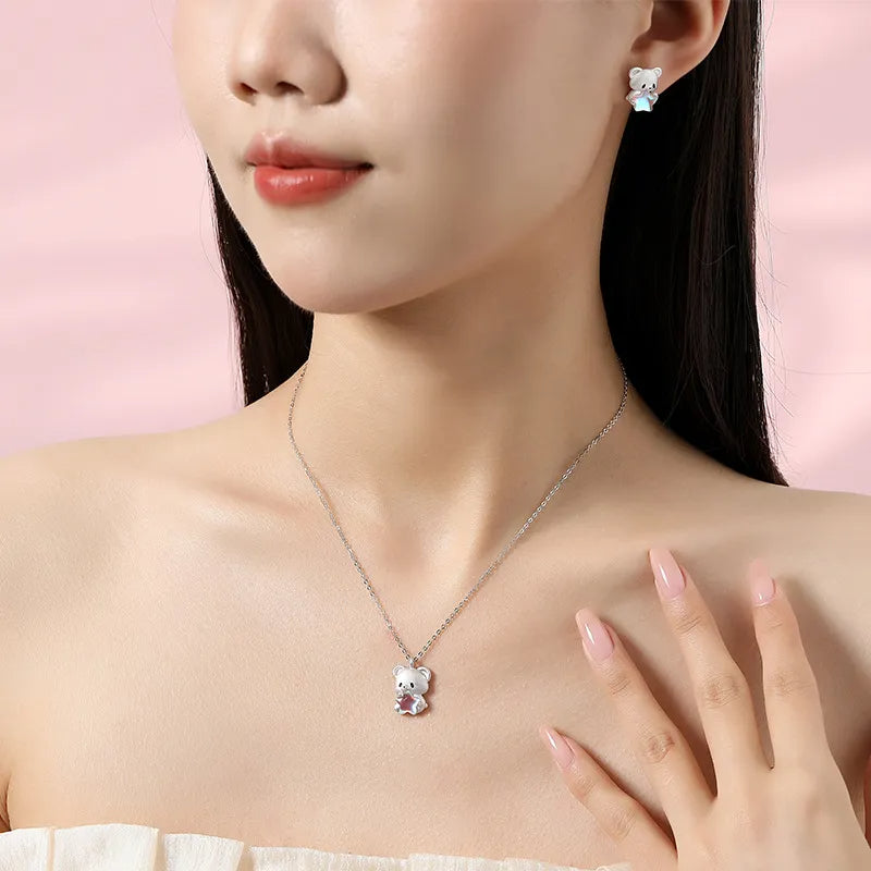 Dây Chuyền Bạc Gấu Con Ôm Ngôi Sao