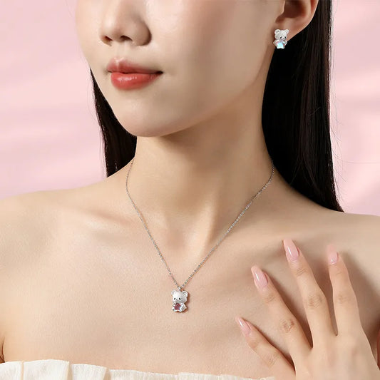 Dây Chuyền Bạc Gấu Con Ôm Ngôi Sao