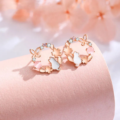 Dây Chuyền Mèo Dưới Hoa