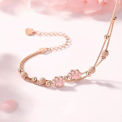 Dây Vòng Tay Bạc Hình Móng Mèo Dễ Thương