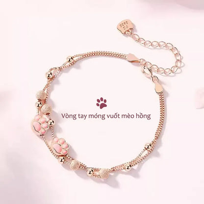 Dây Vòng Tay Bạc Hình Móng Mèo Dễ Thương
